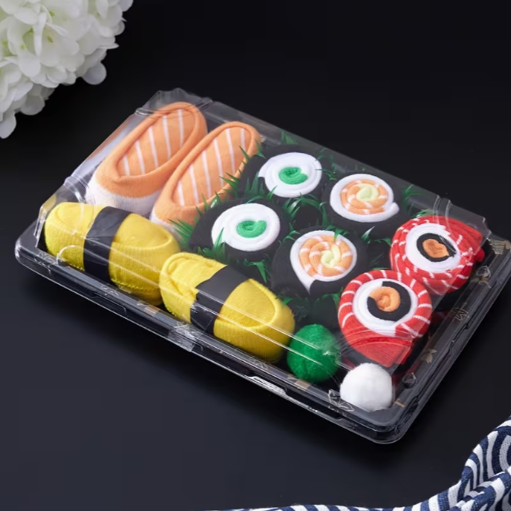 Skarpetki Makiko, 5 par w pudełku na sushi