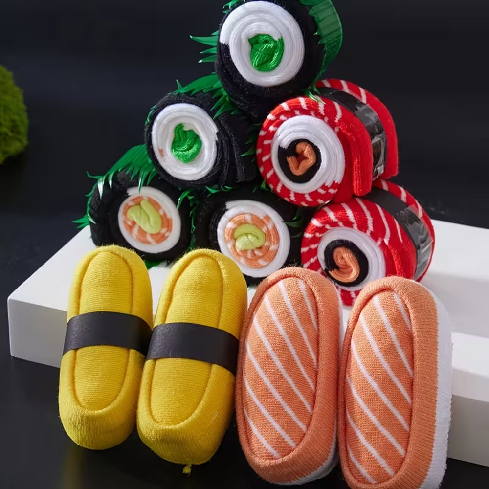 Skarpetki sushi ułożone jak półmisek sushi