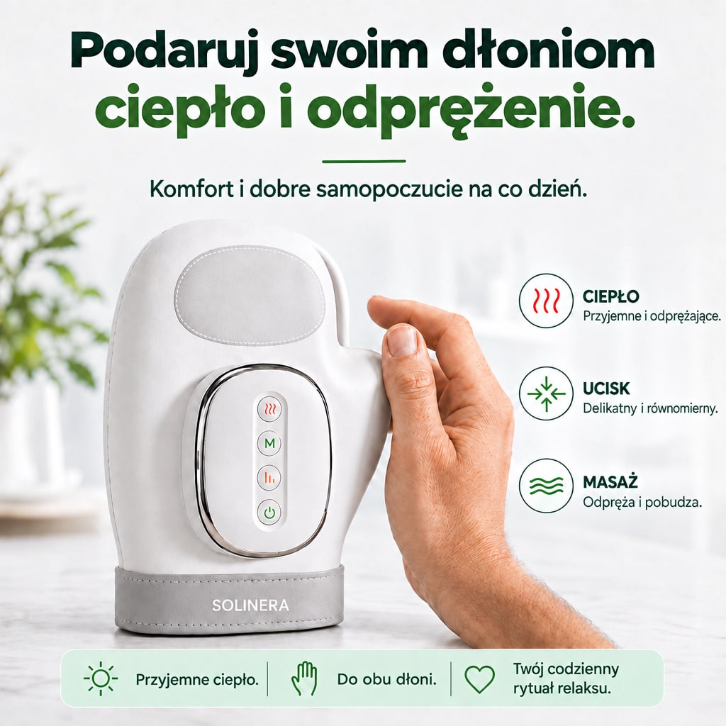 Rękawica do masażu Solinera łączy ciepło, ucisk i masaż